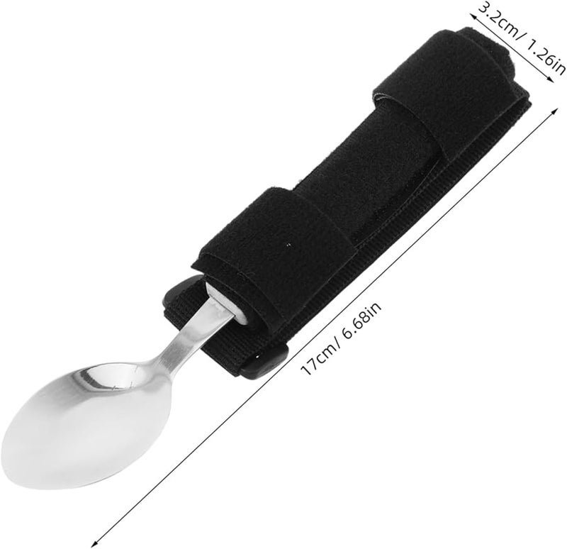 Adaptive Eating Aids Fork Spoon Set with Cuff Holder for Seniors Disabled Size 17cm - Image 2